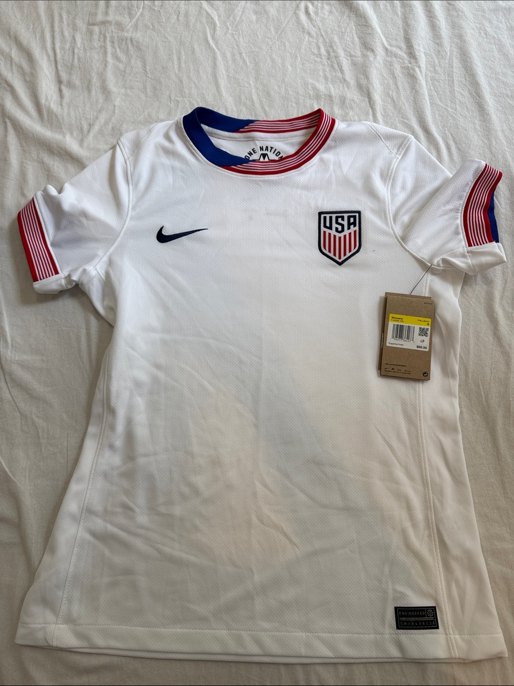 Nike White USA Soccer Jersey with Red & Blue Trim
